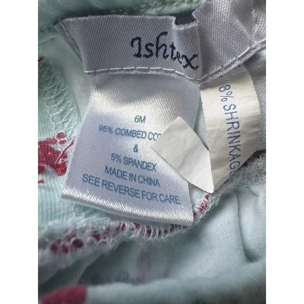 Ishtex Baby Girl Crab Print Scallop Hem Top 6M + RuffleButts Bow